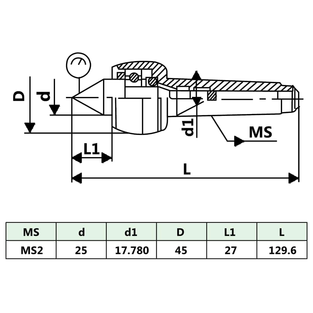 vidaXL Zentrierspitze MT2 45x129,6 mm Stahl 0,01 mm