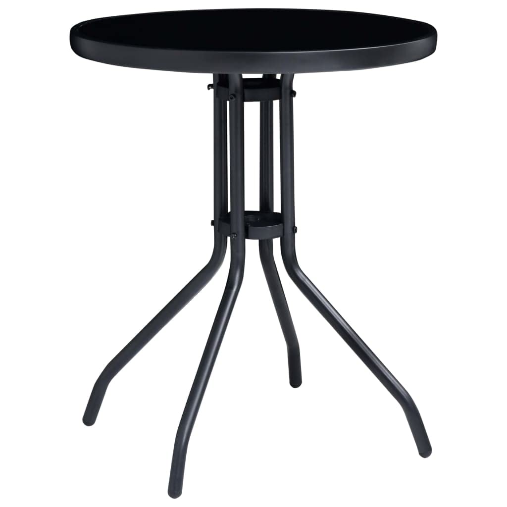 vidaXL Bistroset 3-tlg Balkonset Glas/Stahl Schwarz Anthrazit