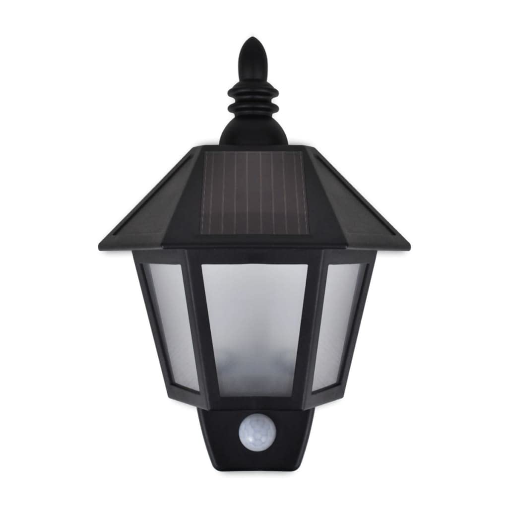 vidaXL Solar-Wandleuchten 2 Stk. Bewegungsmelder Schwarz