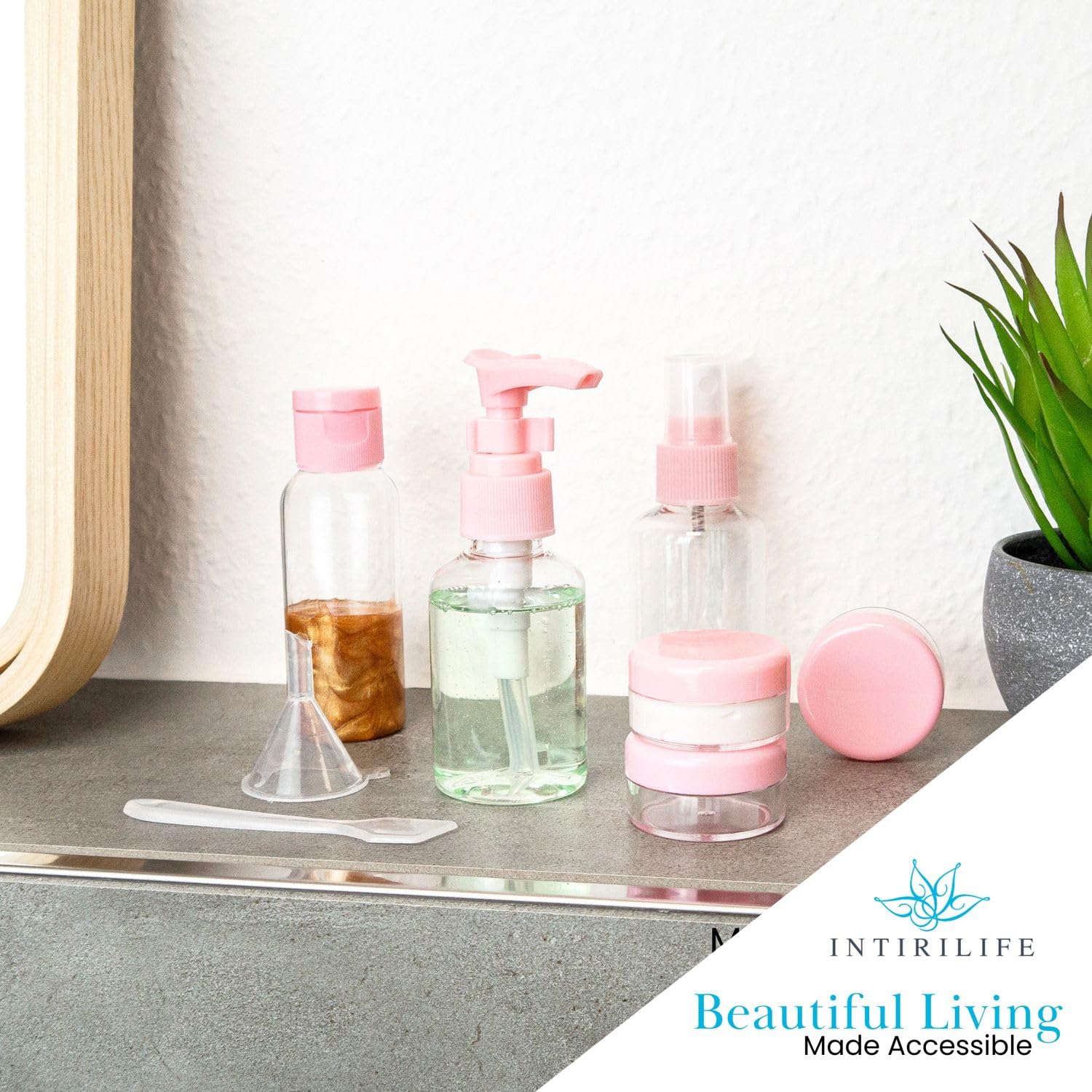 Intirilife Reise Flaschen-Set rosa transparent 6-teilig TSA