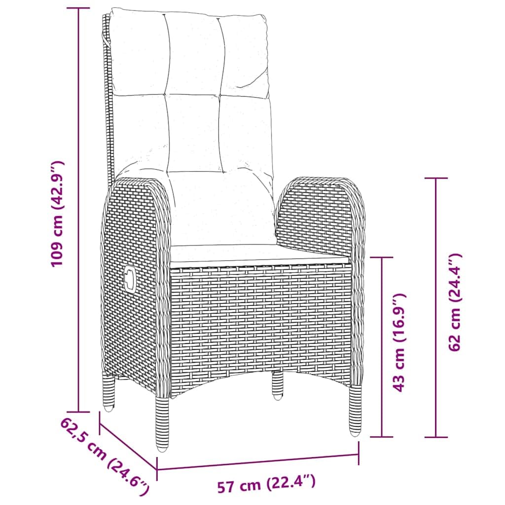 vidaXL Heim & Garten Essgruppe 7-tlg Grau Poly-Rattan Glas