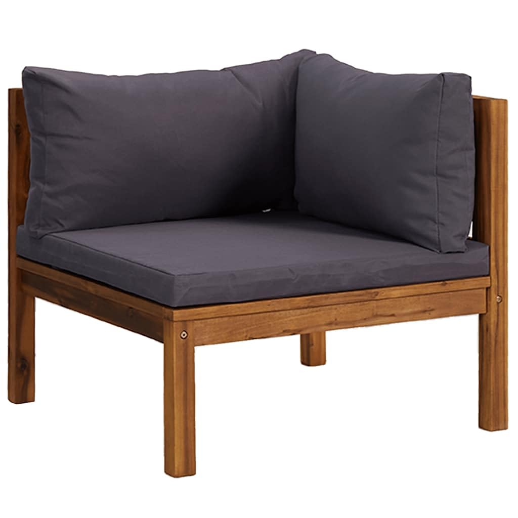 vidaXL Heim & Garten Ecksofa 2-tlg Teak Dunkelgrau Kissen