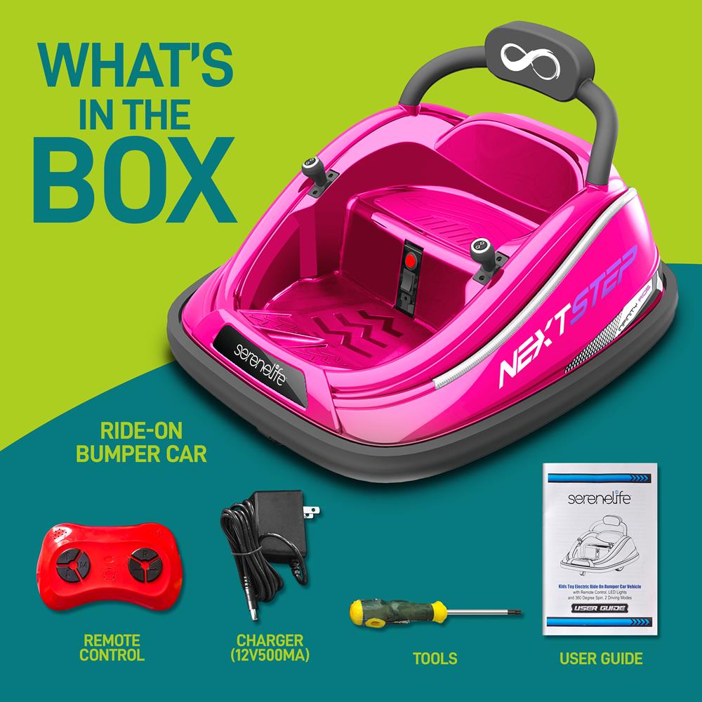 Serenelife Bumper Car Kinder Autoscooter Pink mit LED