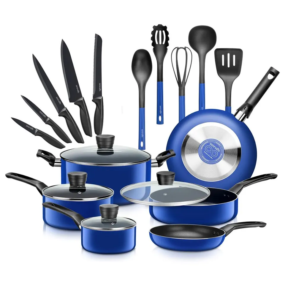 Serenelife 20-Teilig Topfset Antihaftbeschichtung Blau