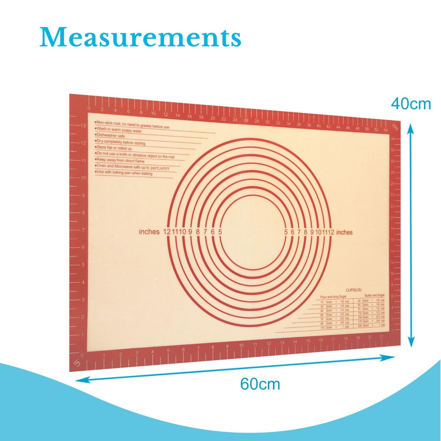 Intirilife Backmatte Silikon Rot-Braun 40x60 cm Antihaft