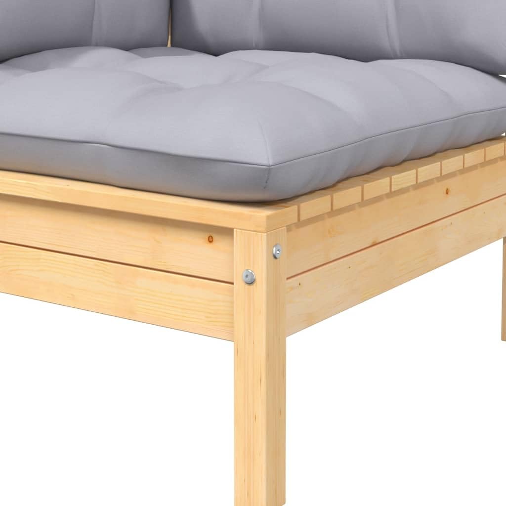 vidaXL Garten Ecksofa Modular Kiefer Braun Grau Kissen Lounge
