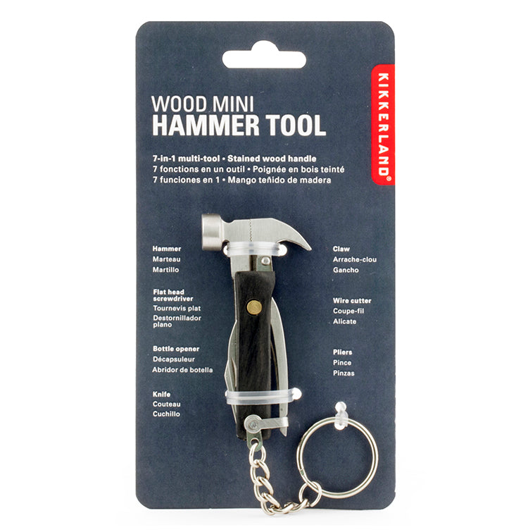 Kikkerland Mini Hammer Multitool schwarz mit Schlüsselring