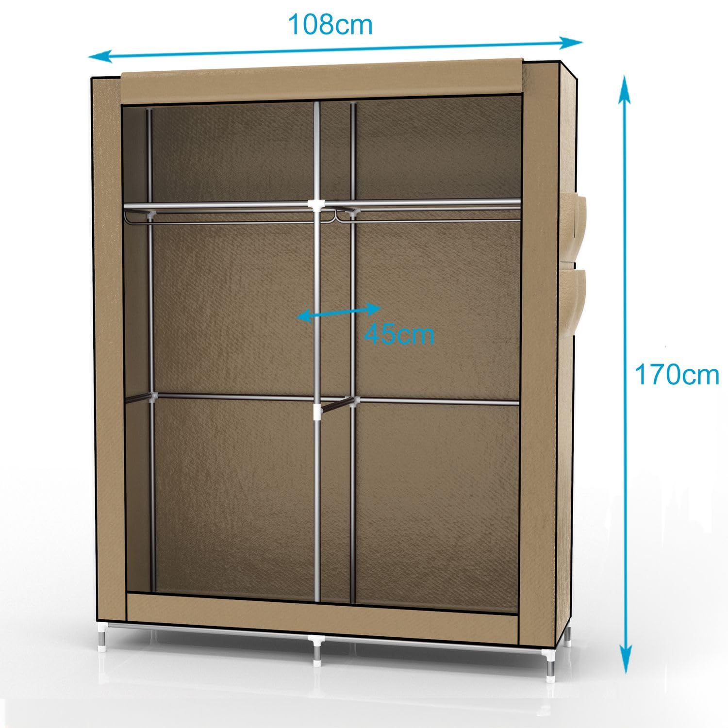 Intirilife Faltschrank 108x170x45 creme beige Reissverschluss