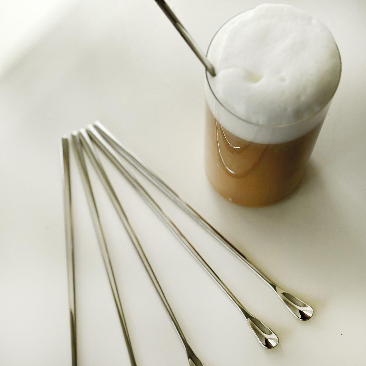 Intirilife Latte Macchiato Löffel Edelstahl 6er 22 cm Silber