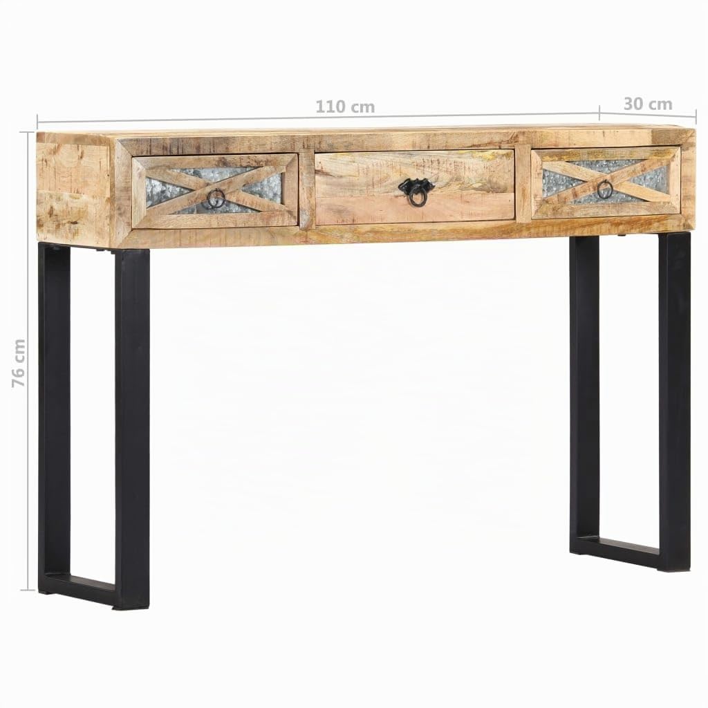 vidaXL Konsolentisch Mangoholz 110x30x76 cm 3 Schubladen