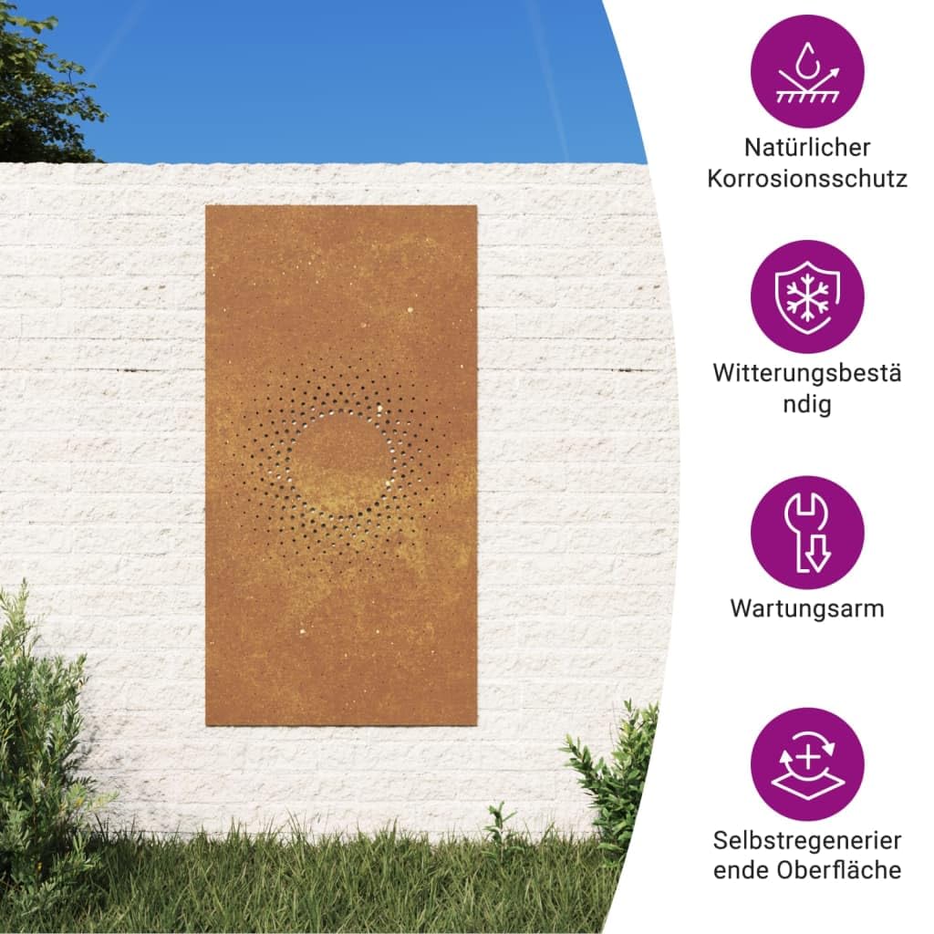 vidaXL Garten-Wanddeko Cortenstahl 105x55 cm Sonne Rost