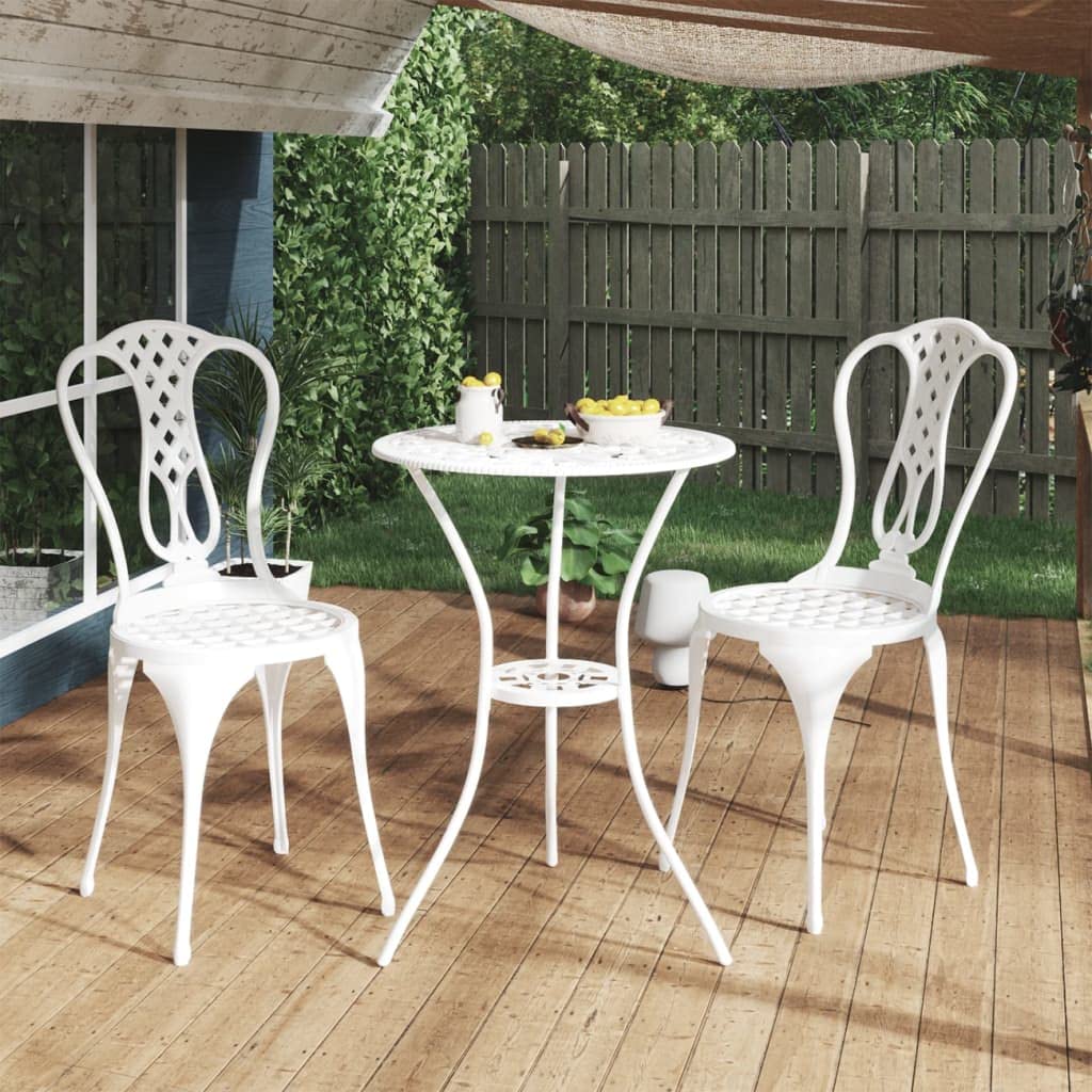 vidaXL Bistroset 3-TLG. Aluminiumguss Weiß Balkonset