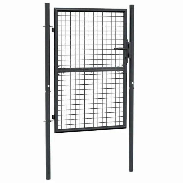 vidaXL Gartentor Mesh 100x175 cm Zauntor grau verzinkt abschließbar