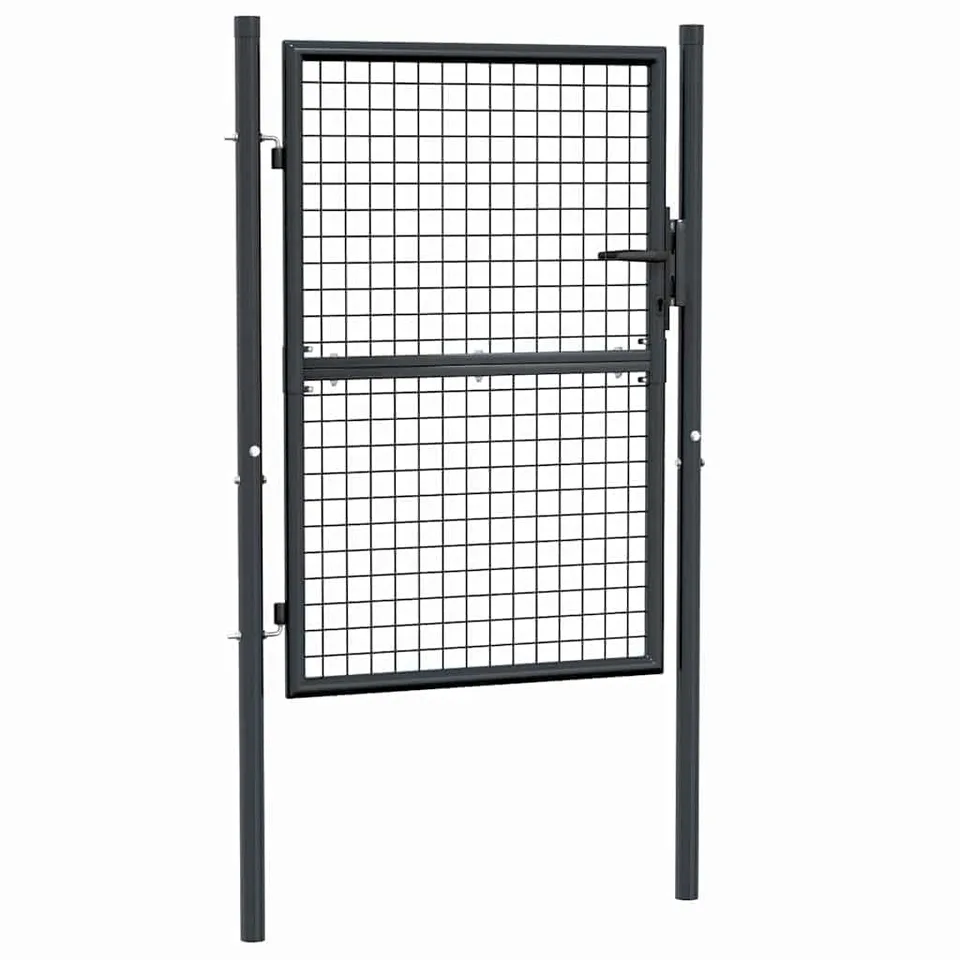 vidaXL Gartentor Mesh 100x175 cm Zauntor grau verzinkt abschließbar