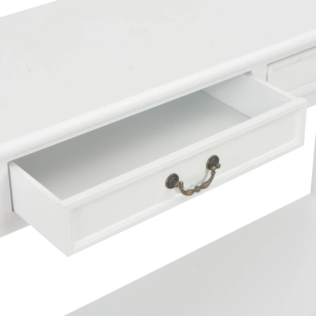 vidaXL Konsolentisch Weiß 110x35x80 MDF 2 Schubladen