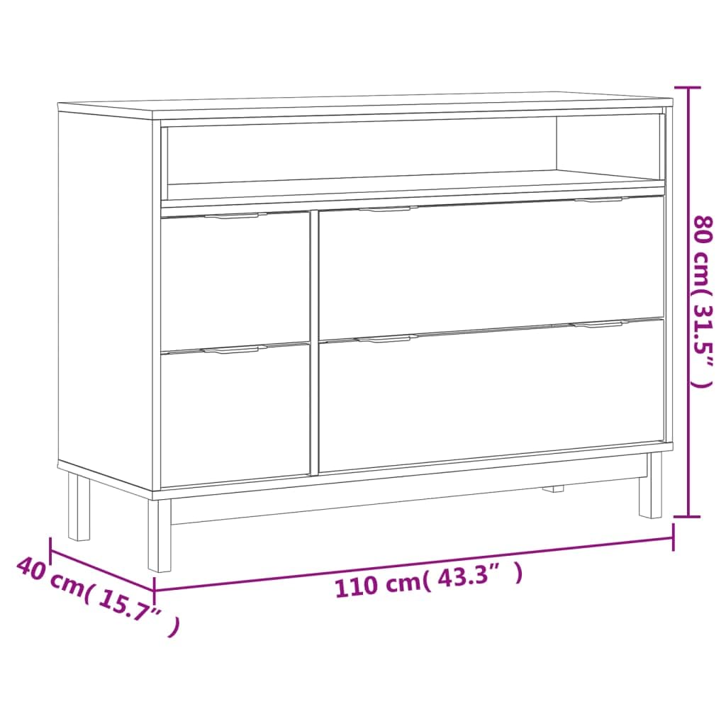 vidaXL FLAM Schubladenschrank Kiefer 110x40x80 4 Schubladen