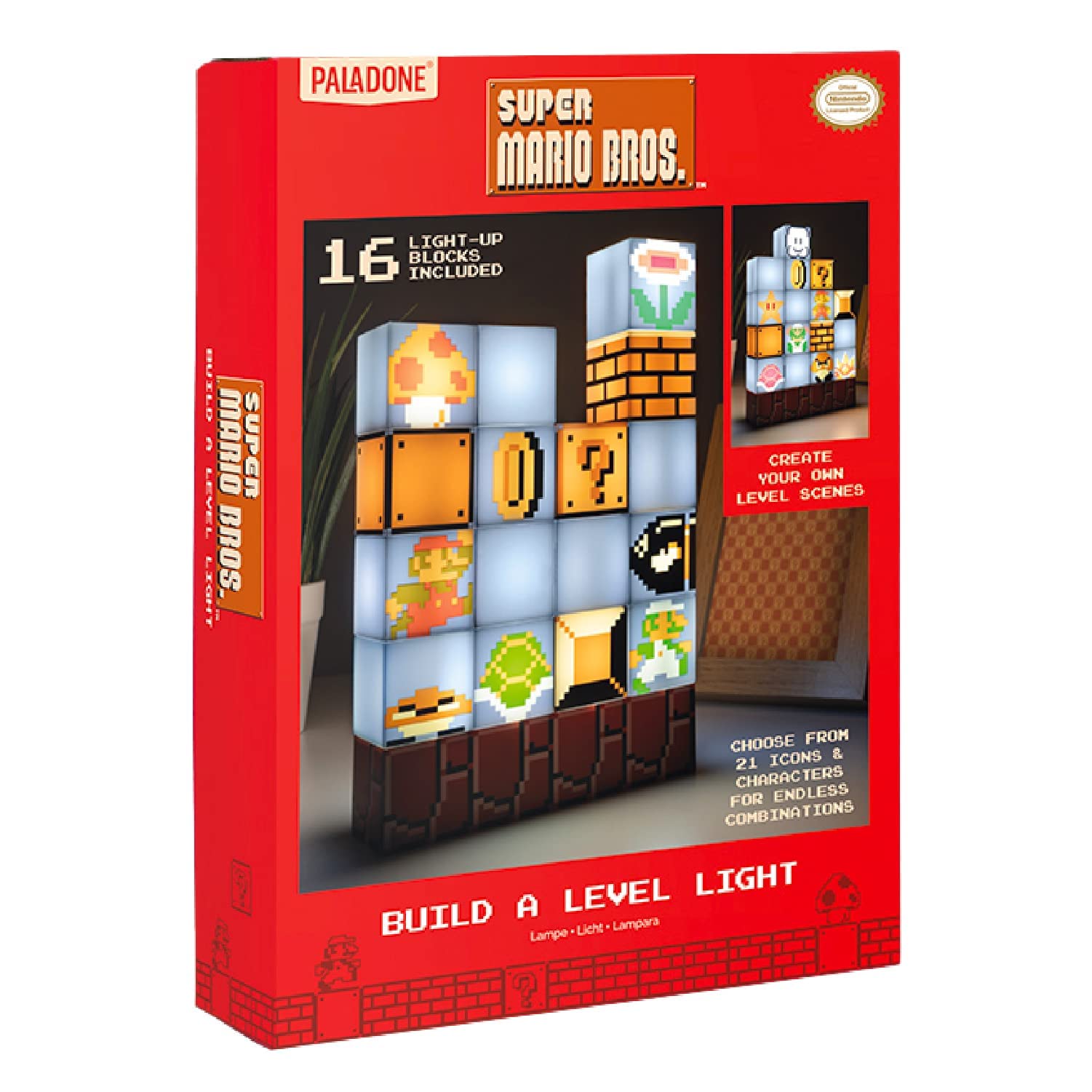 Paladone Super Mario Build A Level Licht Stimmungslicht 16 Blöcke