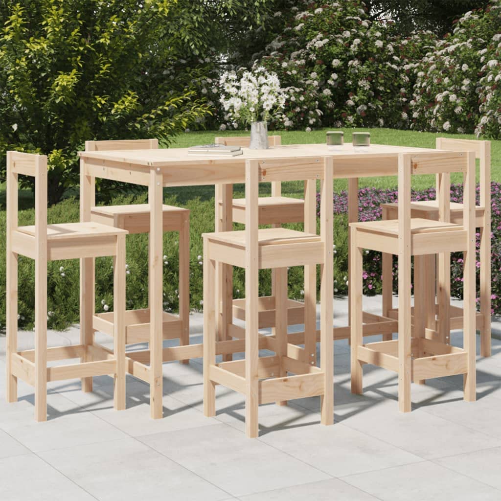 vidaXL 7-tlg. Gartenbar-Set Bartisch Kiefer mit Lehne