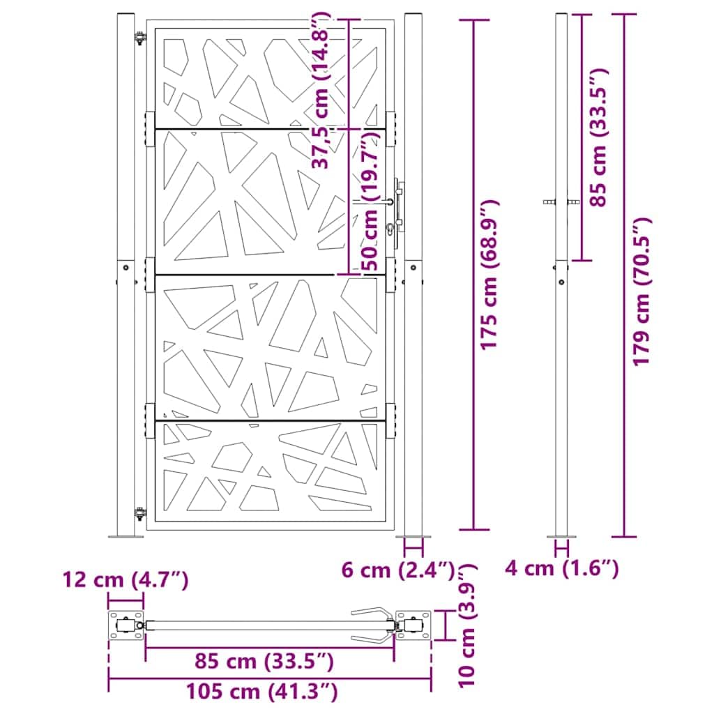 vidaXL Gartentor 100x175 Cortenstahl Rost Design Zauntor