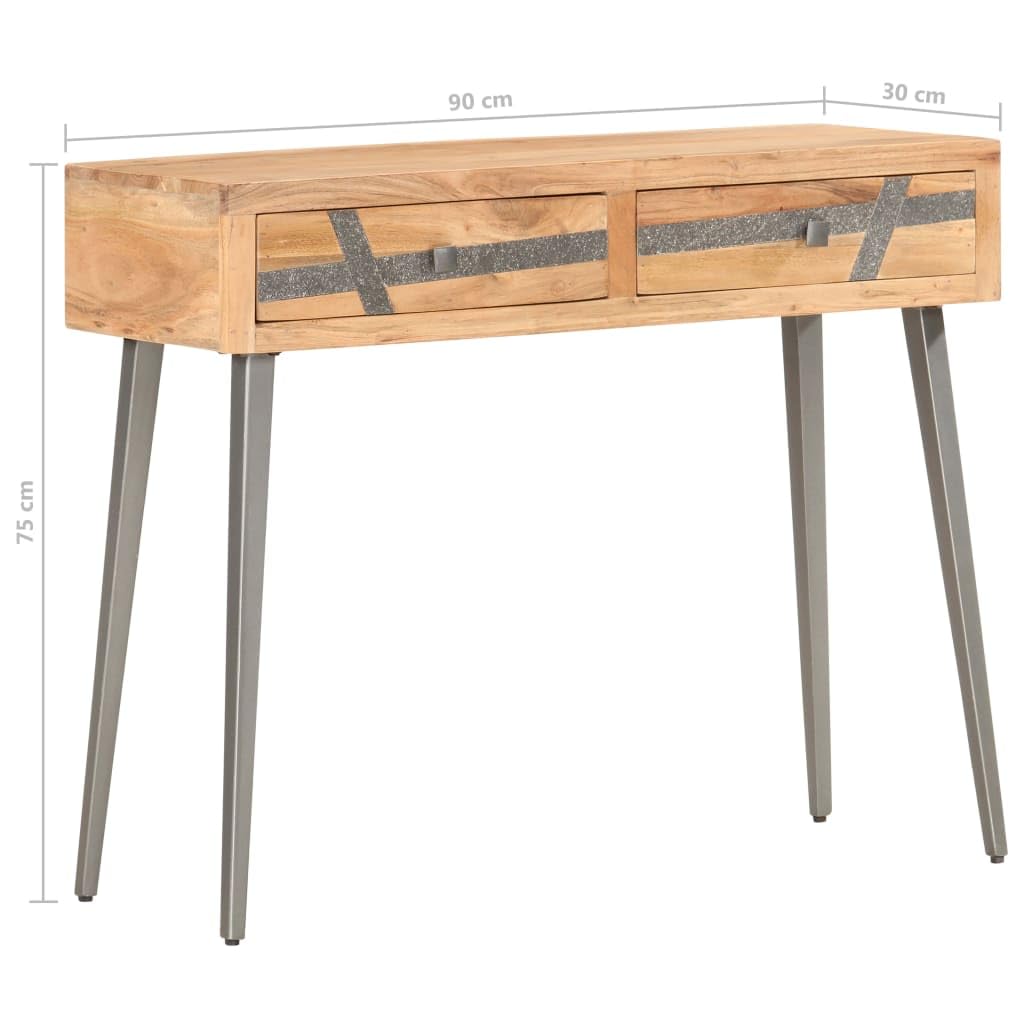 vidaXL Möbel Konsolentisch 90x30x75cm Akazienholz 2 Schubladen