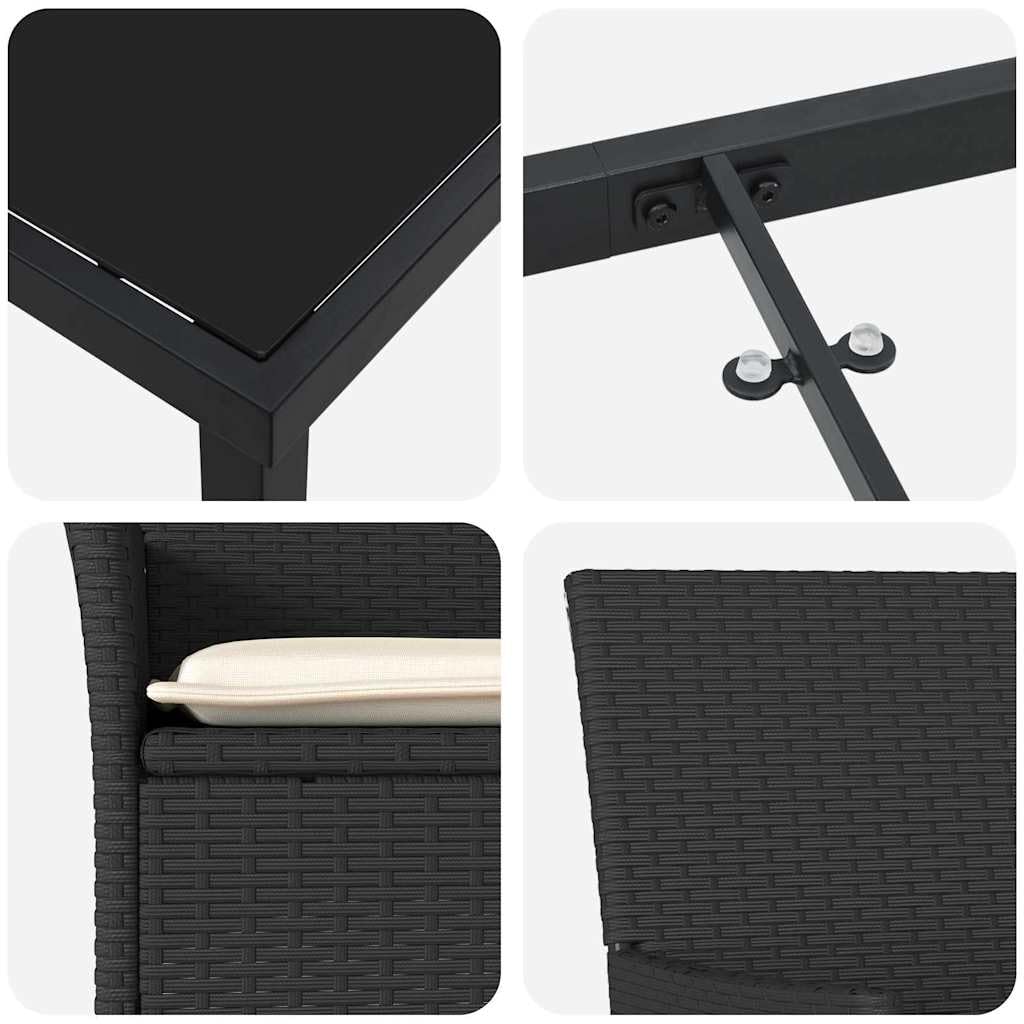 vidaXL Heim & Garten Essgruppe 7-tlg Schwarz Poly-Rattan 200cm