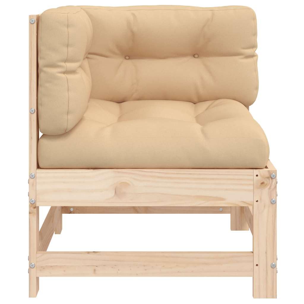 vidaXL Möbel Ecksofa Massivholz Kiefer Natur mit Kissen Garten