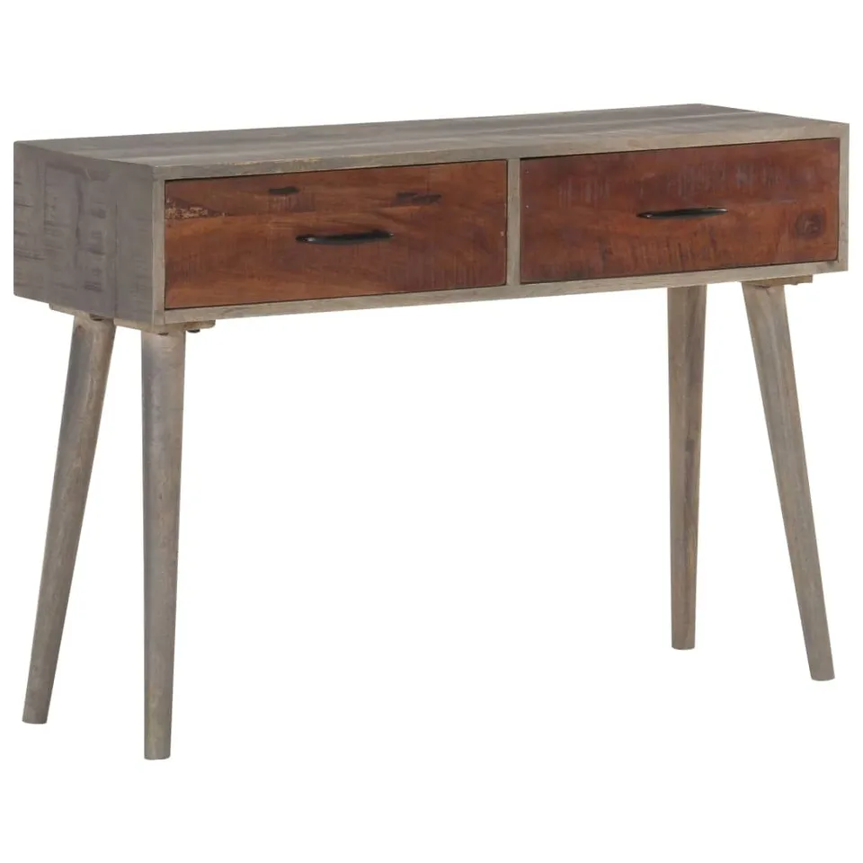 vidaXL Möbel Konsolentisch Mangoholz grau 110x35x75cm 2 Schubladen
