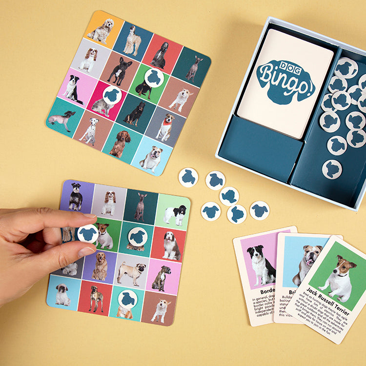 Kikkerland Play Dog Bingo Gesellschaftsspiel 54 Rassen