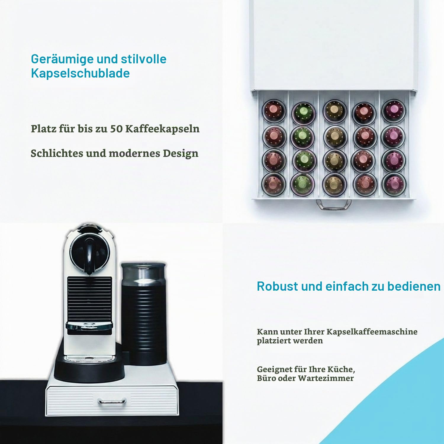 Intirilife Küche Kapselhalter Weiß 50 Nespresso 38 cm