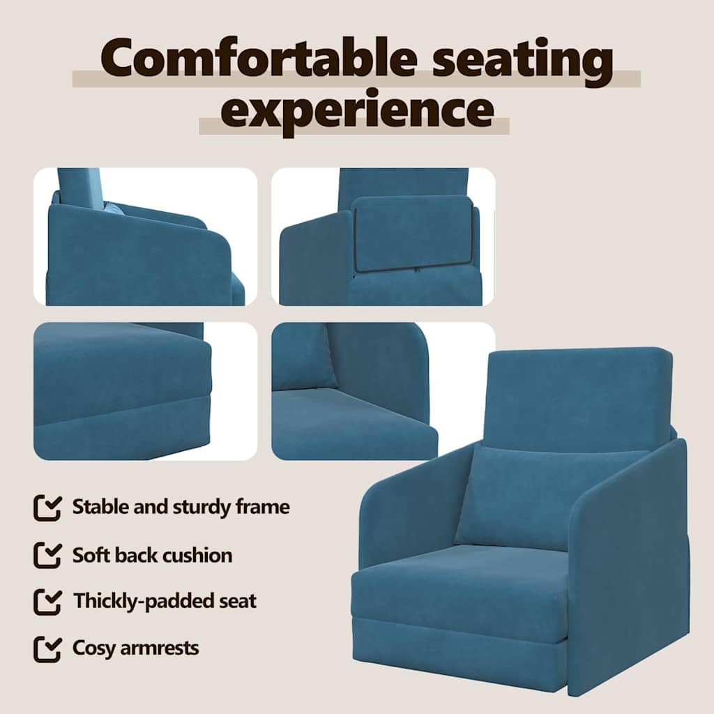 vidaXL Schlafsofa Samt Blau 65x80x83 cm Bodensofa