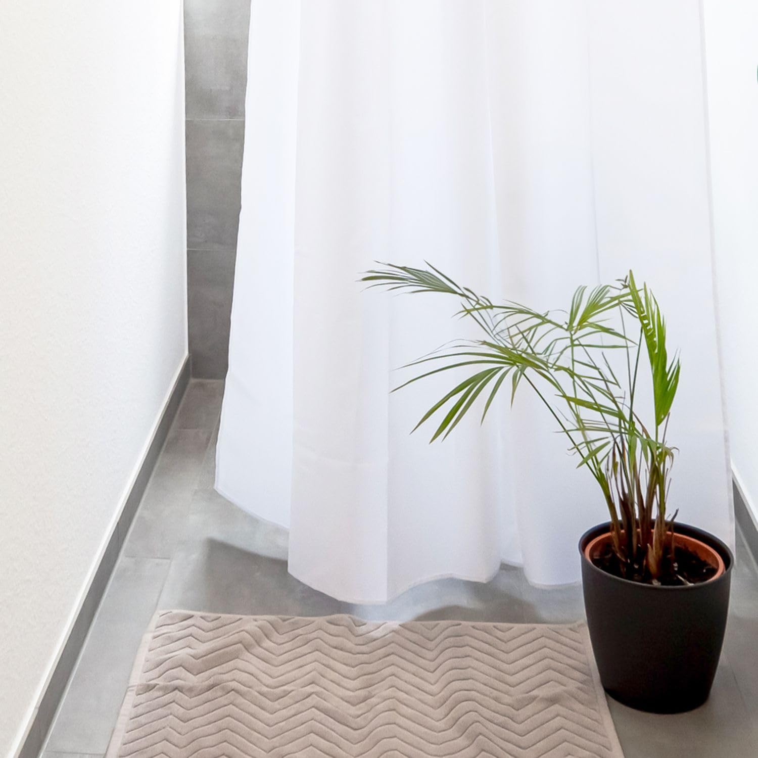 Intirilife Duschvorhang Textil Weiß 180x200 cm waschbar