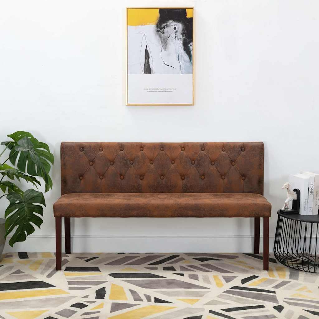 vidaXL Möbel Sitzbank 148,5 cm Polsterbank Braun Wildleder-Optik