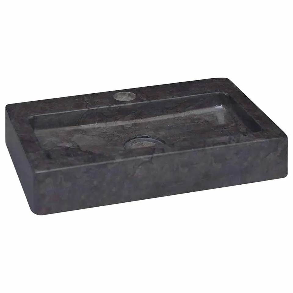 vidaXL Wandwaschbecken Schwarz Marmor 38 cm Handwaschbecken