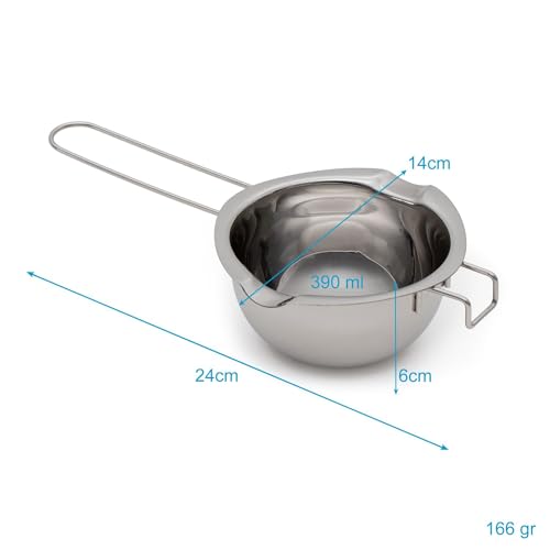 Intirilife Schmelztopf Edelstahl 390 ml 27 cm mit Ausguss