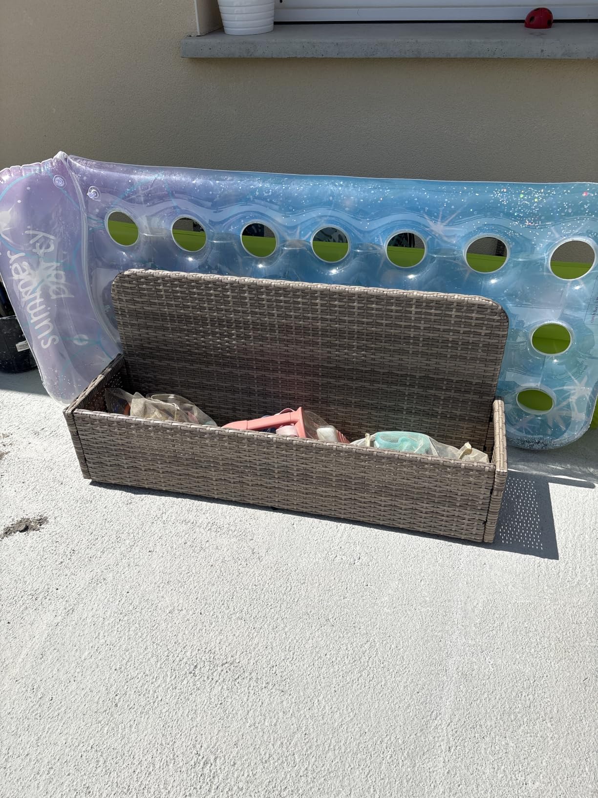 vidaXL Pool Aufbewahrungsbehälter Poly Rattan Box 110x100x57 Hellgrau