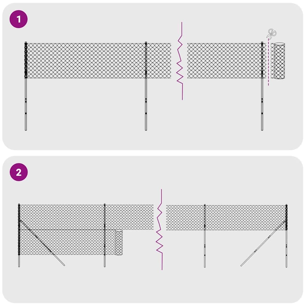vidaXL Heim & Garten Maschendrahtzaun Drahtzaun Anthrazit PVC