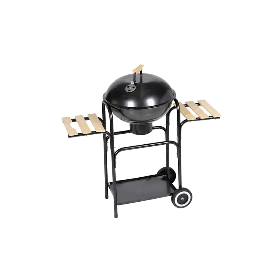 vidaXL Kugelgrill Holzkohlegrill schwarz 44 cm mit Wagen