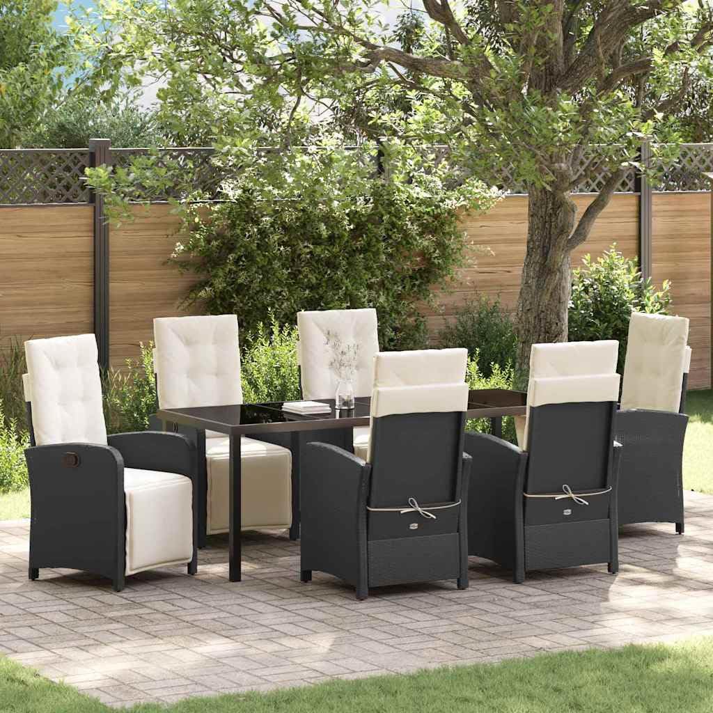 vidaXL Heim & Garten Garten Essgruppe 7-tlg Schwarz Poly-Rattan