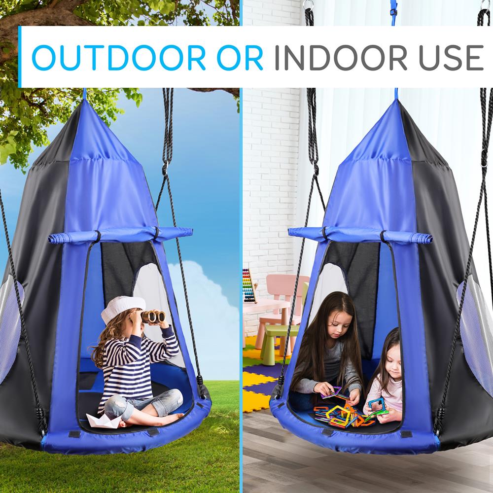 Serenelife Outdoor Swing Baumschaukel mit Zelt Blau 40 Zoll