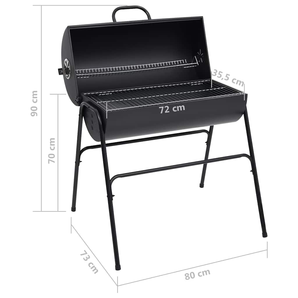 vidaXL Heim & Garten Holzkohlegrill Smoker BBQ Schwarz 80x95x90 cm