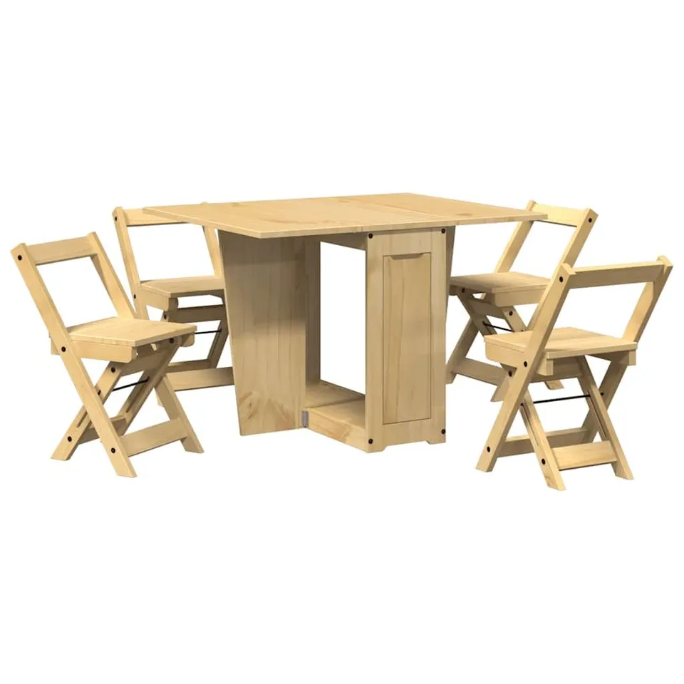 vidaXL Möbel Butterfly-Esstisch-Set 5-TLG. Wachsbraun Kiefer