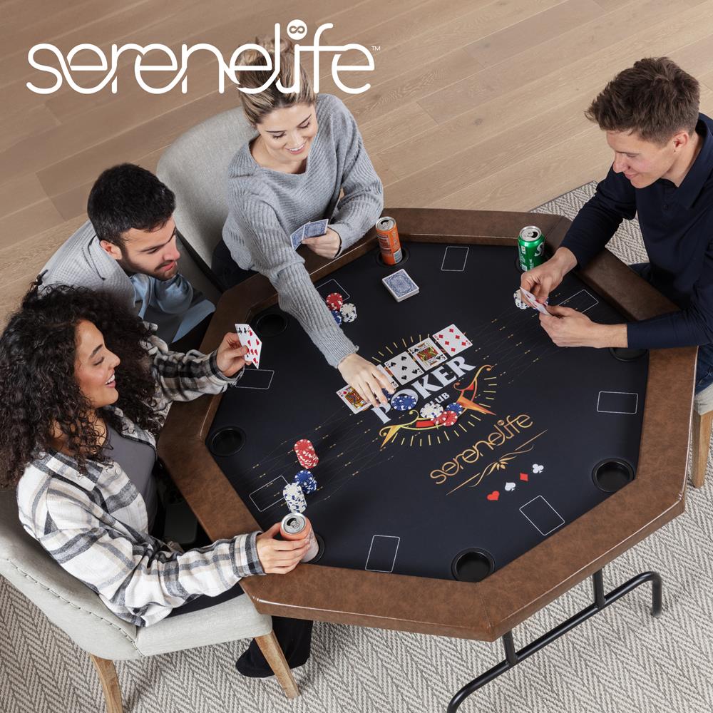 Serenelife Pokertisch Klappbar 8 Spieler Achteckig Schwarz