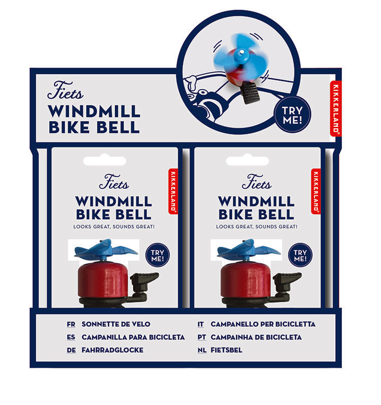 Kikkerland On-The-Go Fiets Windmill Fahrradklingel Metall Windmühle