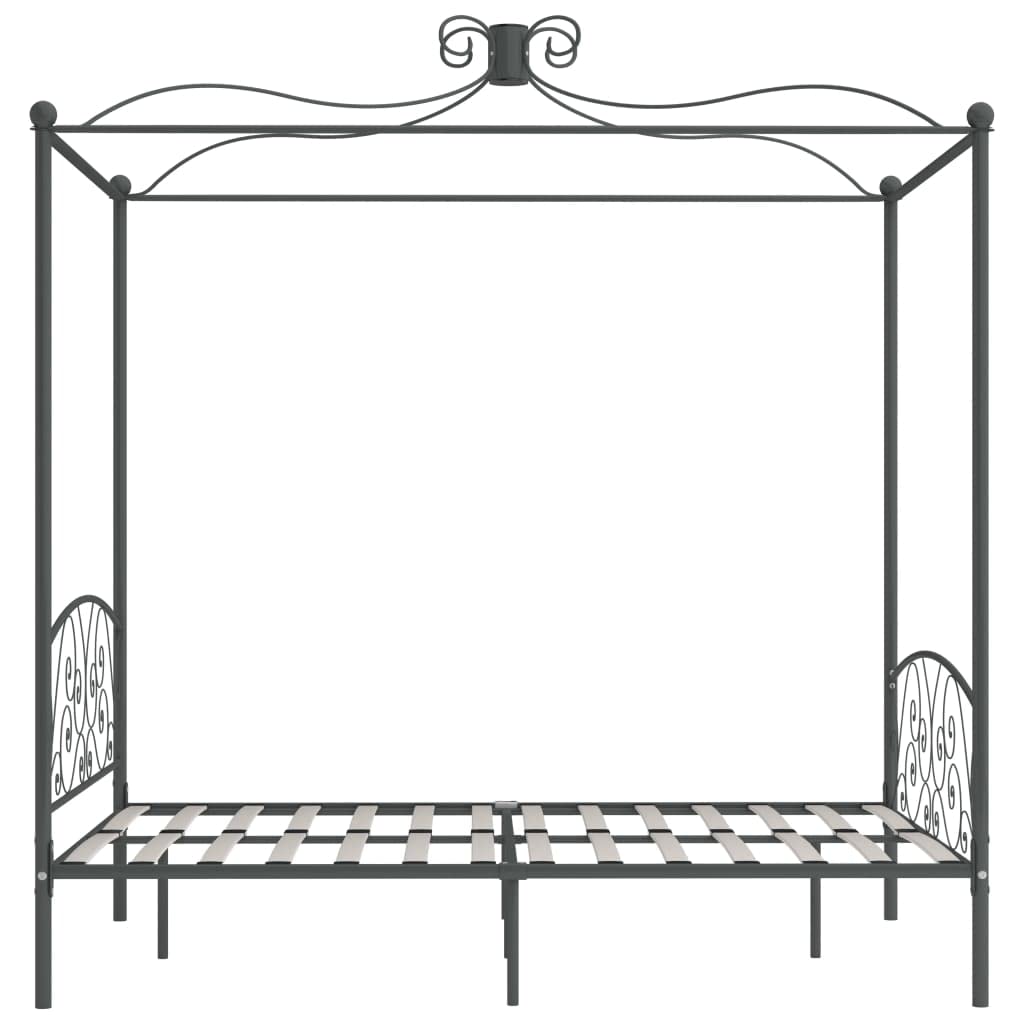 vidaXL Möbel Himmelbett 140x200 cm Metall Grau Lattenrost