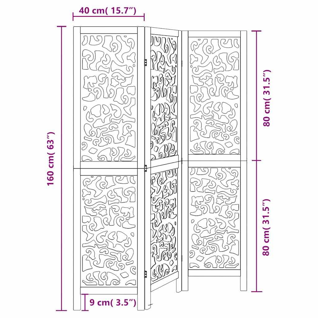 vidaXL Möbel Paravent Schwarz 3-tlg. 40x160 cm Holz