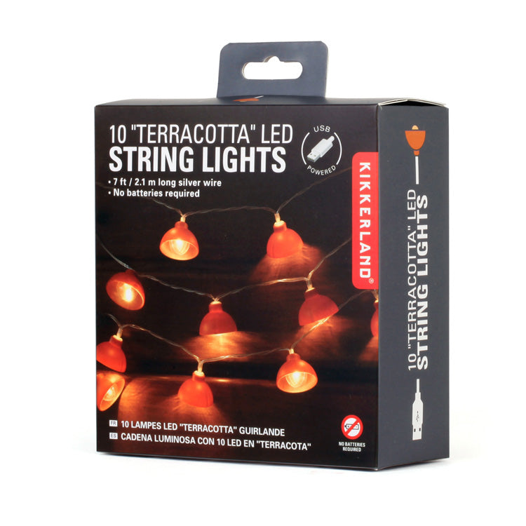 Kikkerland Home Terracotta Lichterkette LED 3 m USB