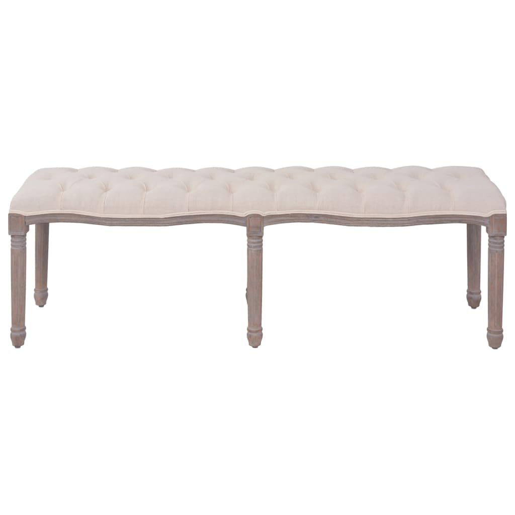 vidaXL Sitzbank Stoff 150x40x48 cm Cremeweiß Massivholz