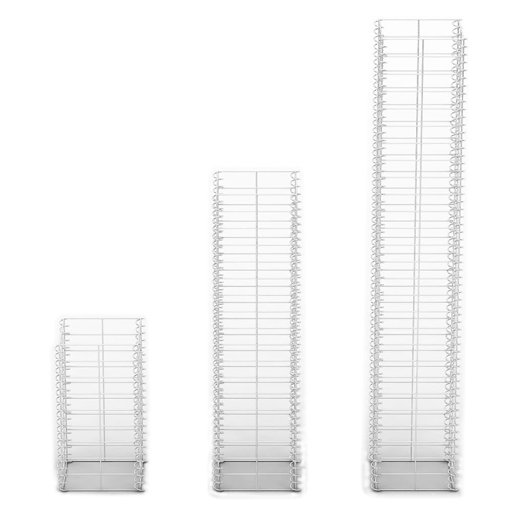 vidaXL Gabionen-Set 3-tlg Verzinkter Draht Steinkorb