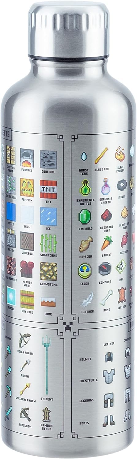 Paladone Minecraft Metall-Trinkflasche 470 ml Edelstahl Auslaufsicher