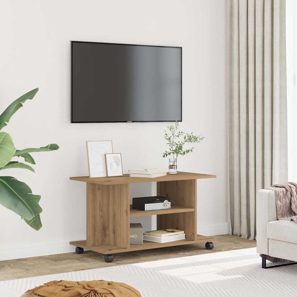 vidaXL Heim & Garten TV-Regal Artisan-Eiche 80x40x45 Rollen
